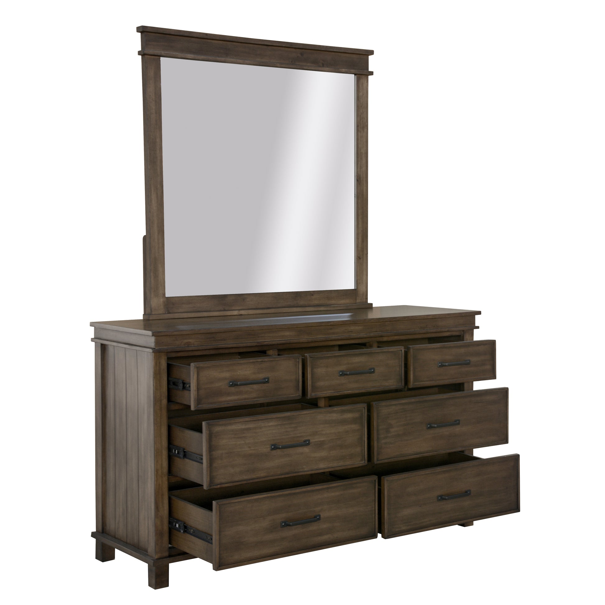 Lily 5pc Queen Bed Suite Bedside Dresser Bedroom Furniture Package - Rustic Grey - Cosy Abode