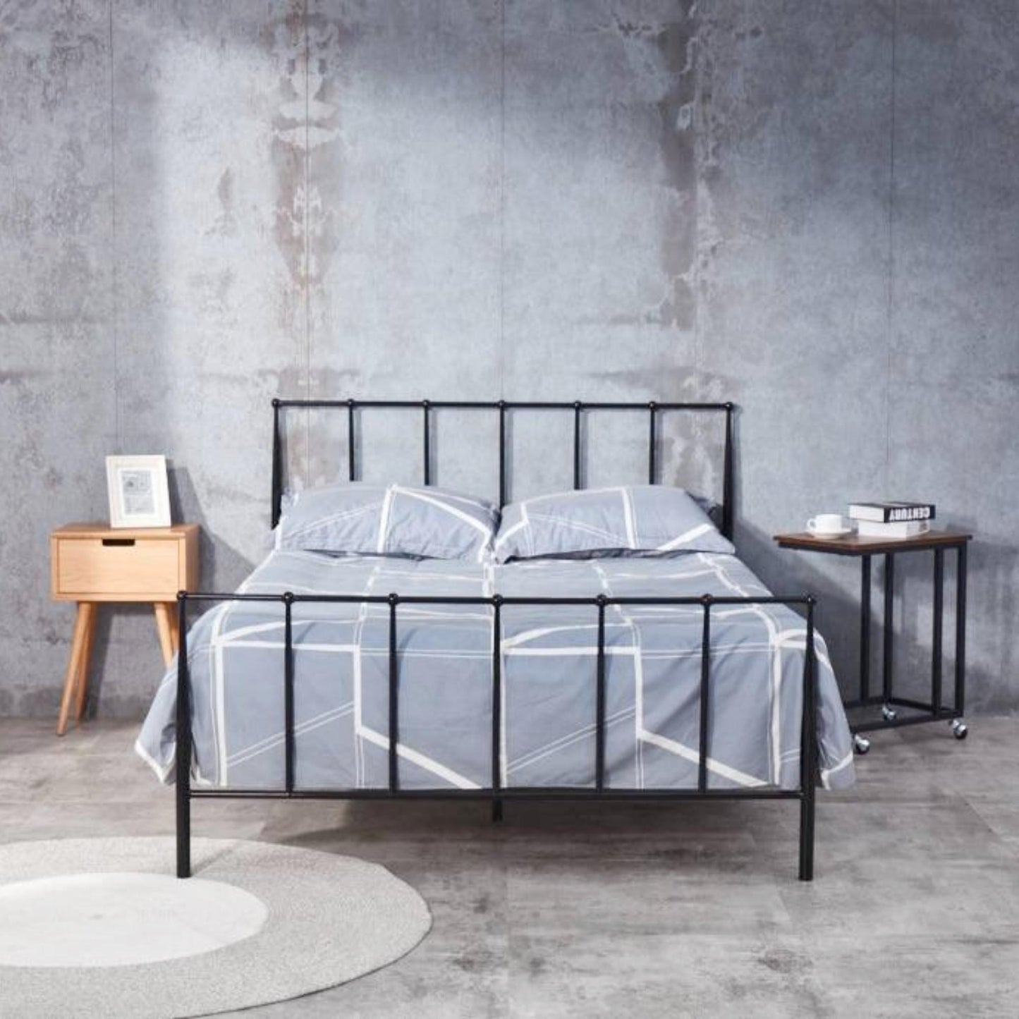 Hardy  Double Bed Size Metal Frame Platform Mattress Base - Black - Cosy Abode