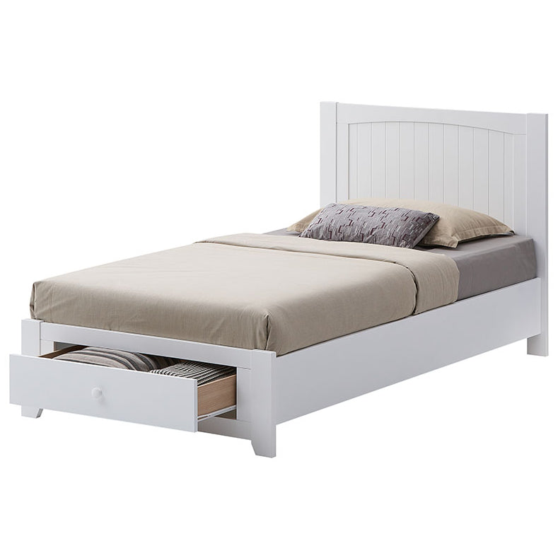 Wisteria Bed Frame King Single Size Mattress Base Storage Drawer Timber Wood-WHT - Cosy Abode