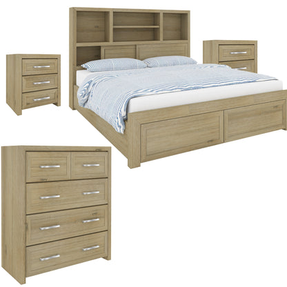 Gracelyn Tallboy 5 Chest of Drawers Solid Wood Bedroom Storage Cabinet - Smoke - Cosy Abode