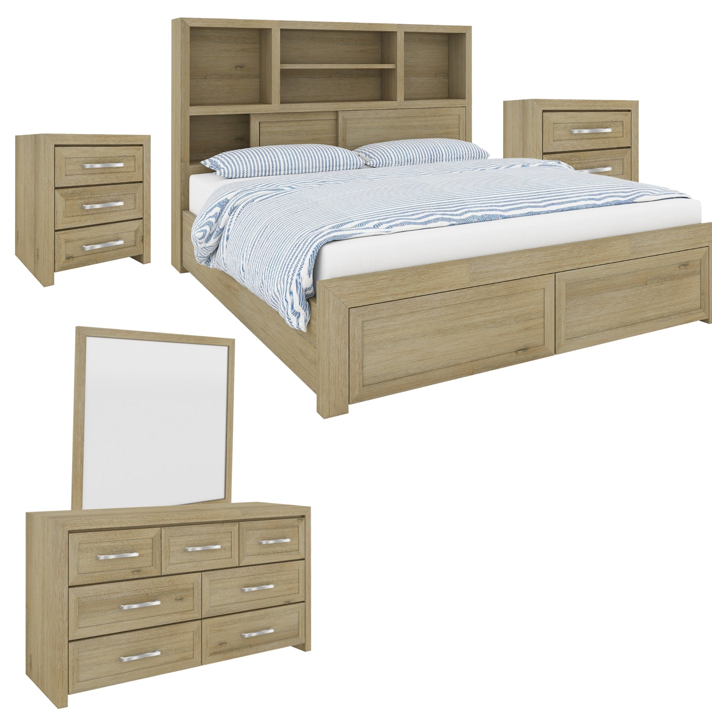 Gracelyn Tallboy 5 Chest of Drawers Solid Wood Bedroom Storage Cabinet - Smoke - Cosy Abode