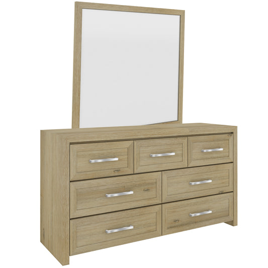 Gracelyn Dresser Mirror 7 Chest of Drawers Solid Wood Bedroom Cabinet - Smoke - Cosy Abode