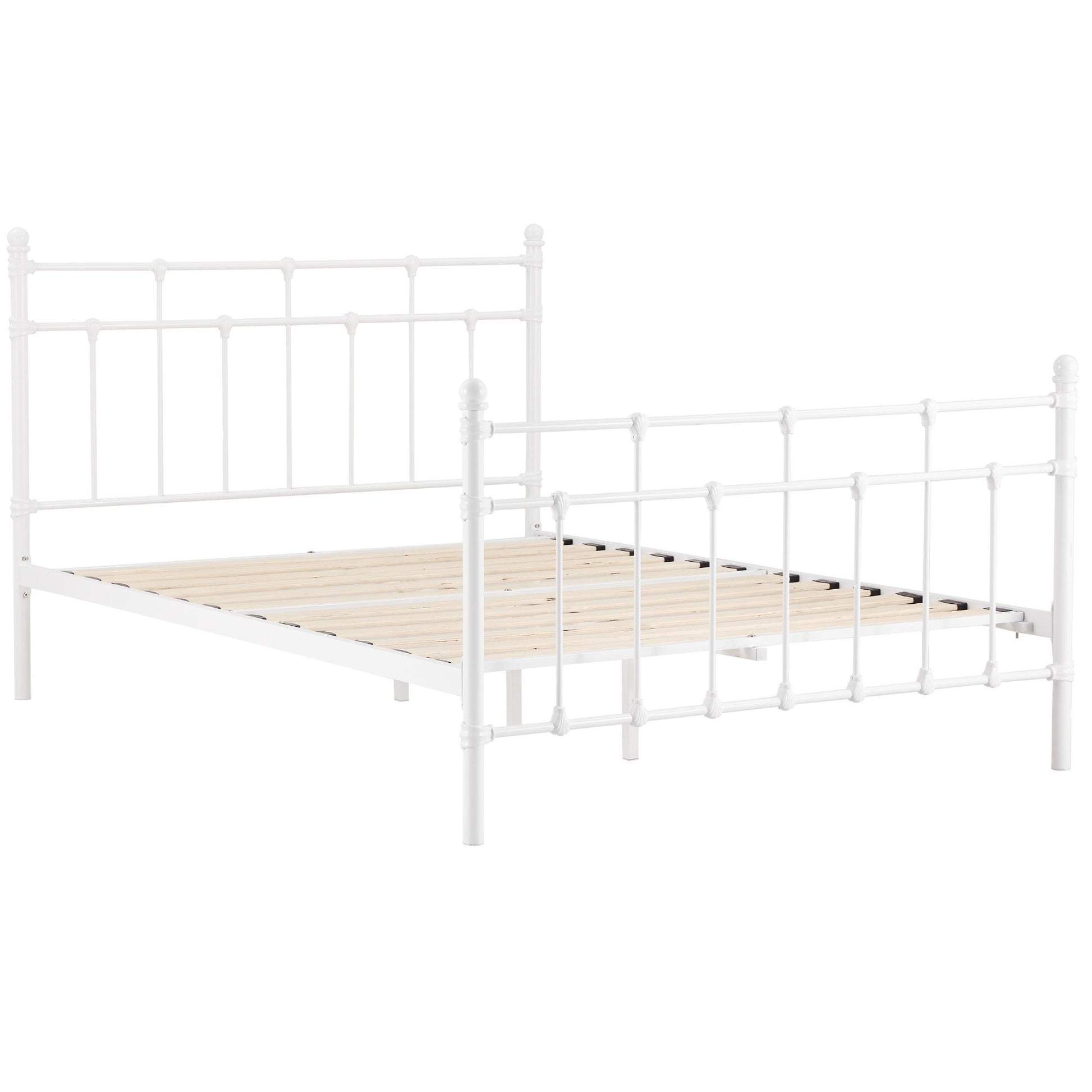 Gracy Double Bed Size Metal Frame Platform Mattress Base - White - Cosy Abode