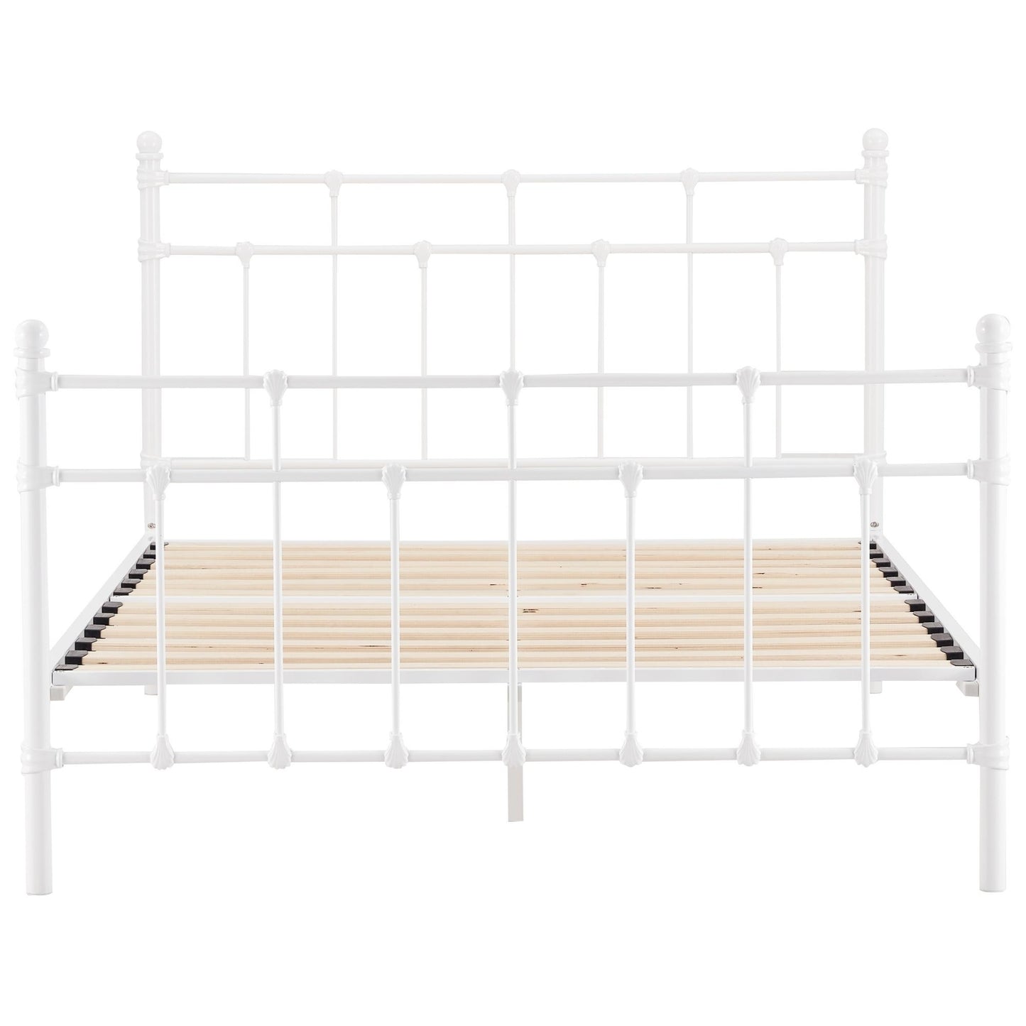 Gracy King Single Bed Size Metal Frame Platform Mattress Base - White - Cosy Abode