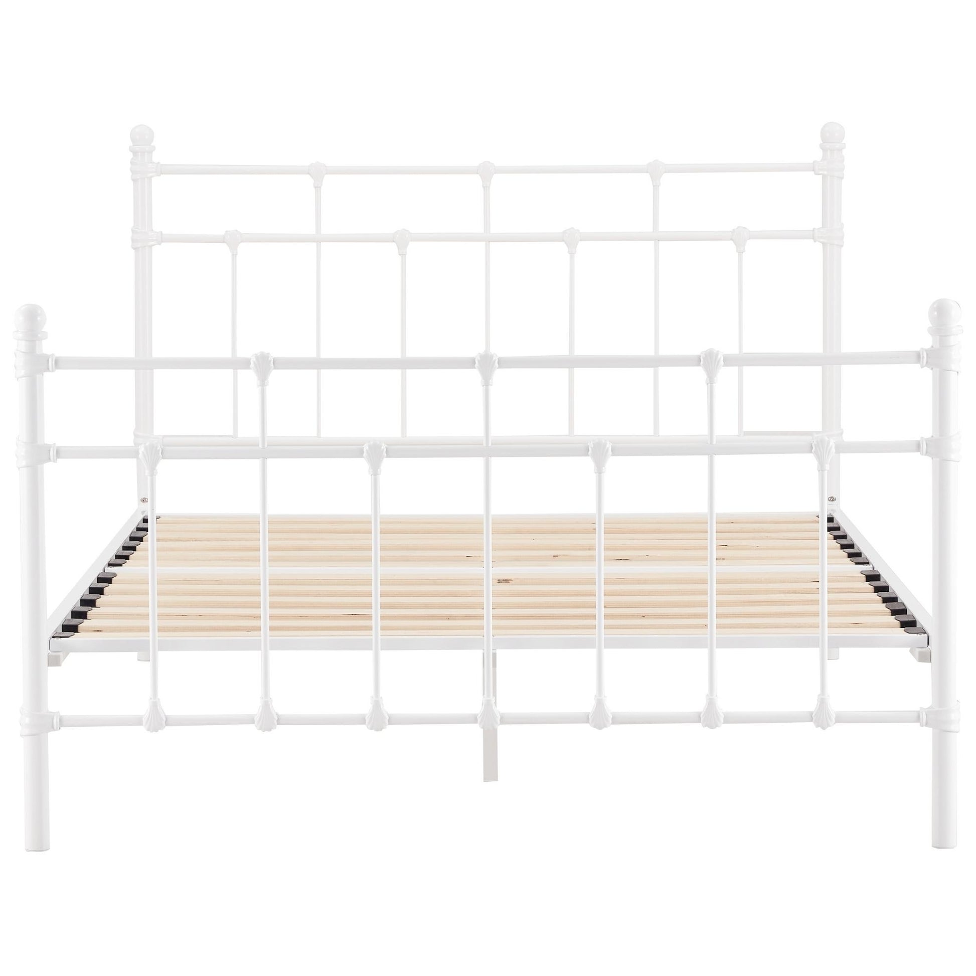 Gracy King Single Bed Size Metal Frame Platform Mattress Base - White - Cosy Abode