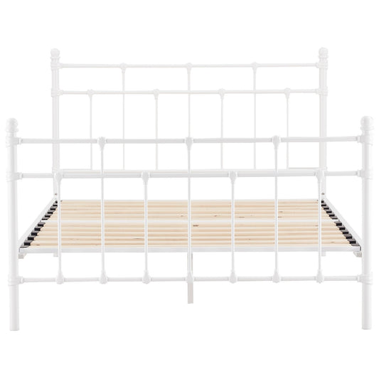 Gracy King Single Bed Size Metal Frame Platform Mattress Base - White - Cosy Abode