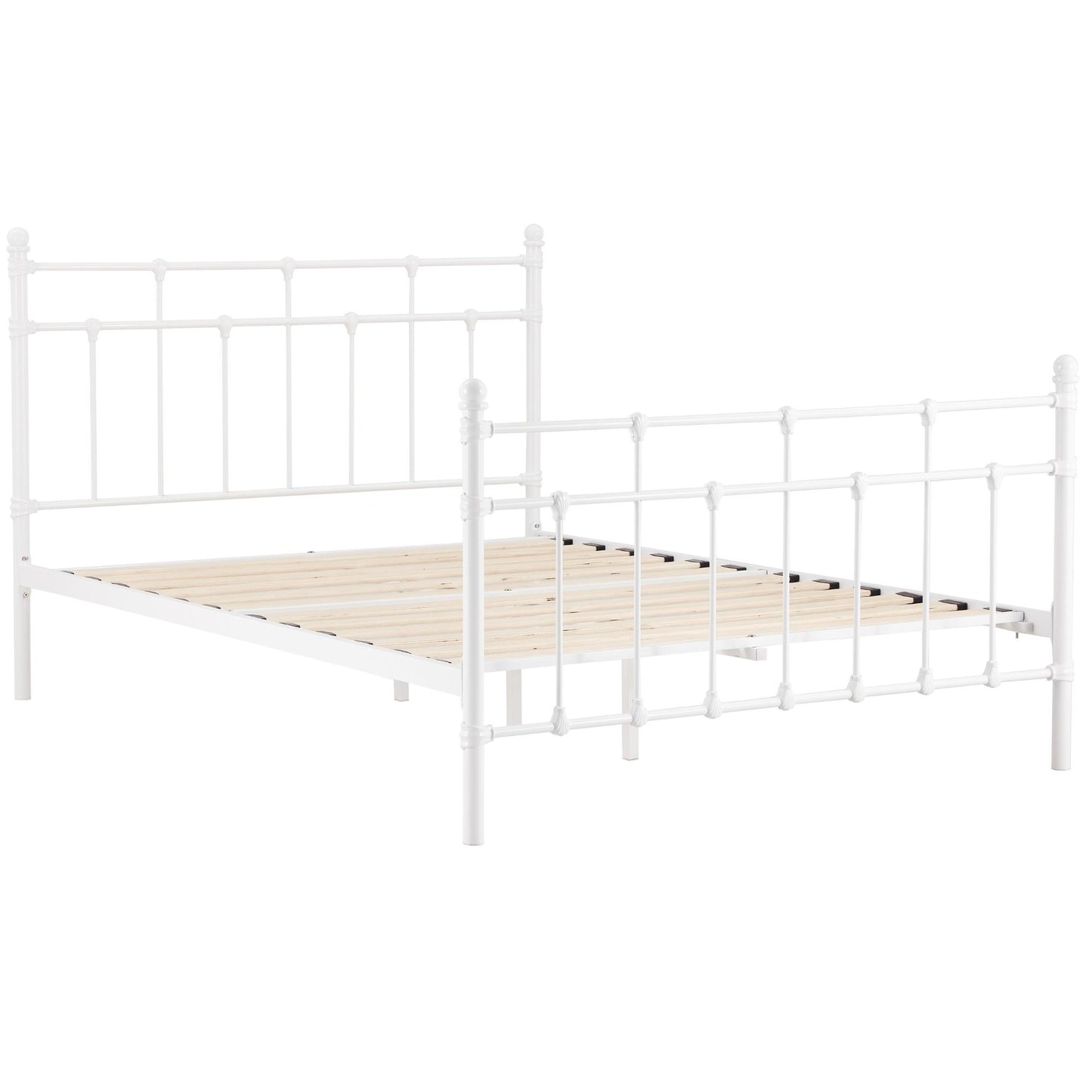 Gracy King Single Bed Size Metal Frame Platform Mattress Base - White - Cosy Abode