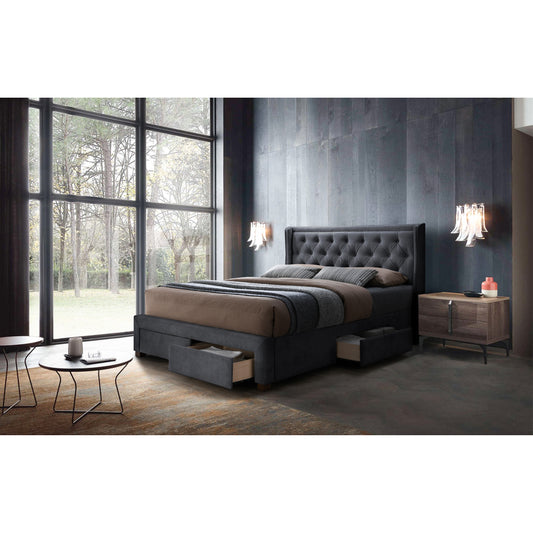 Softouch  Queen Size Bed Frame Timber Mattress Base With Storage Drawers - Grey - Cosy Abode