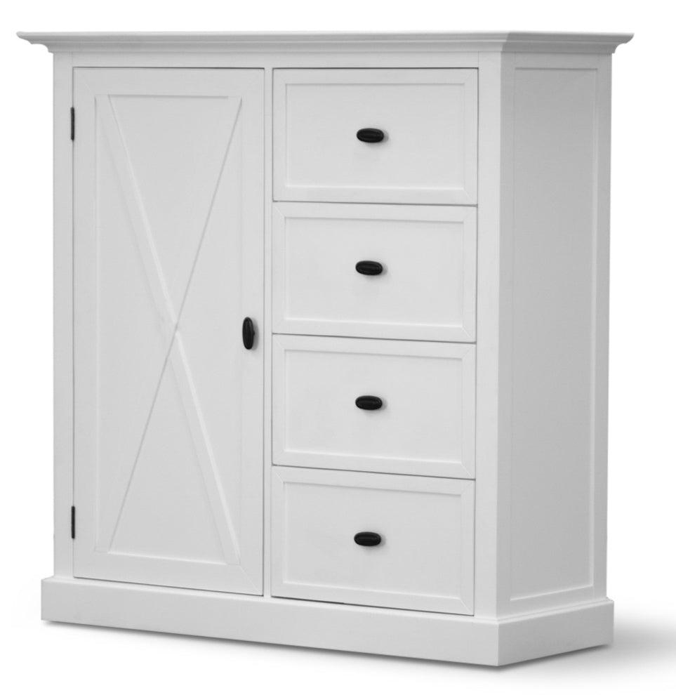 Beechworth Tallboy 4 Chest of Drawers Solid Pine Wood Storage Cabinet - White - Cosy Abode