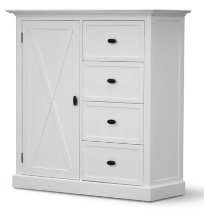 Beechworth Tallboy 4 Chest of Drawers Solid Pine Wood Storage Cabinet - White - Cosy Abode
