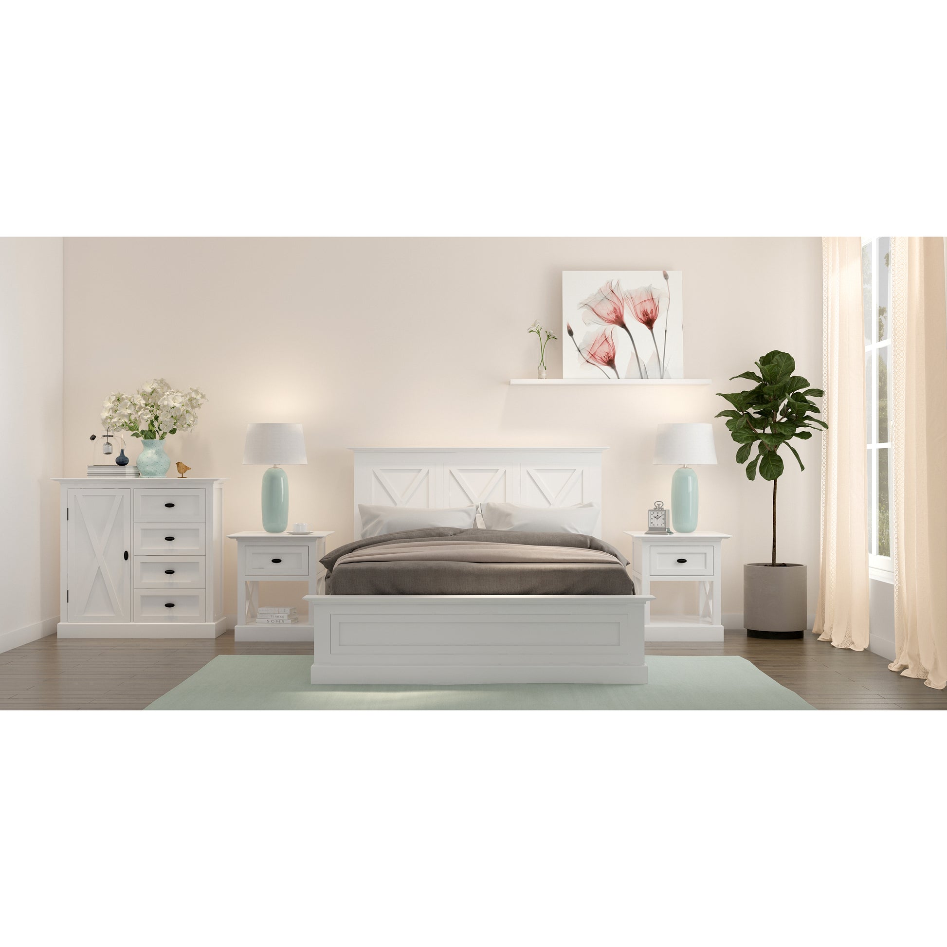Beechworth Tallboy 4 Chest of Drawers Solid Pine Wood Storage Cabinet - White - Cosy Abode