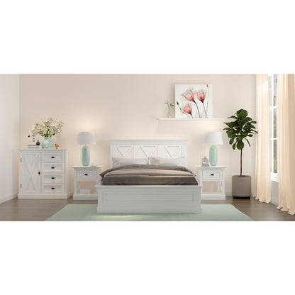 Beechworth Tallboy 4 Chest of Drawers Solid Pine Wood Storage Cabinet - White - Cosy Abode