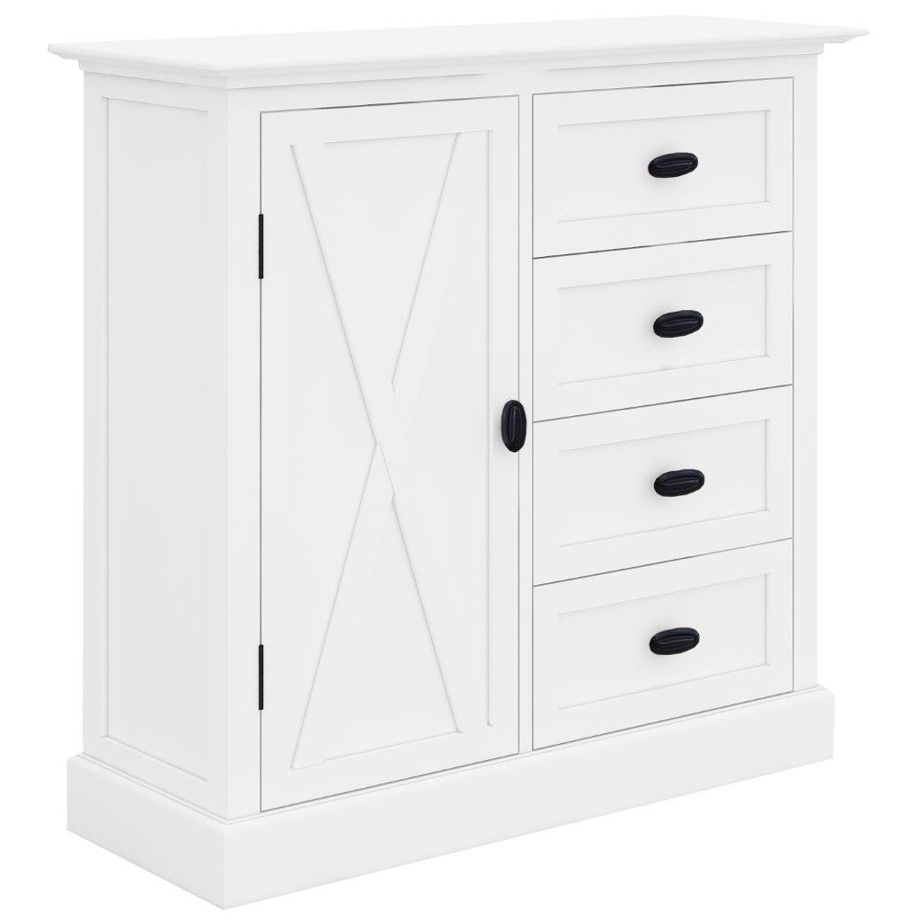 Beechworth Tallboy 4 Chest of Drawers Solid Pine Wood Storage Cabinet - White - Cosy Abode