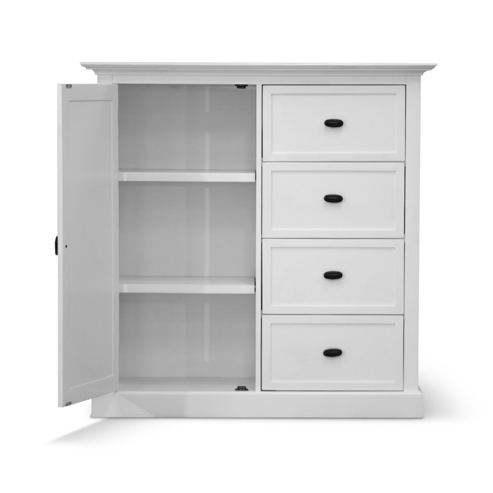 Beechworth Tallboy 4 Chest of Drawers Solid Pine Wood Storage Cabinet - White - Cosy Abode