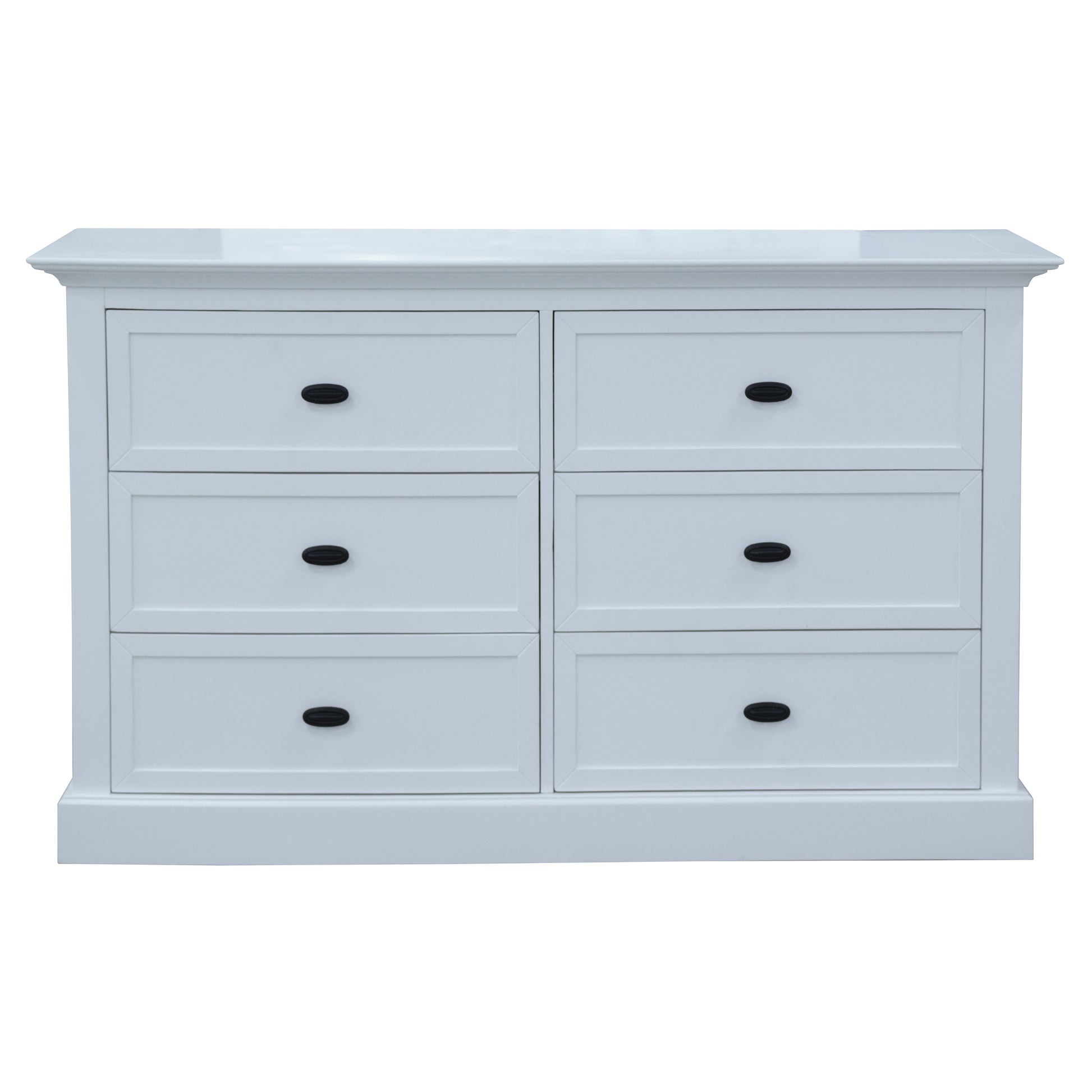 Beechworth Dresser 6 Chest of Drawers Pine Wood Storage Cabinet Hampton - White - Cosy Abode