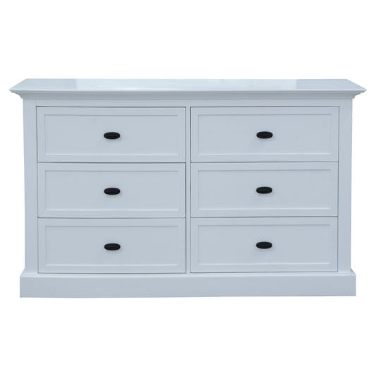 Beechworth Dresser 6 Chest of Drawers Pine Wood Storage Cabinet Hampton - White - Cosy Abode