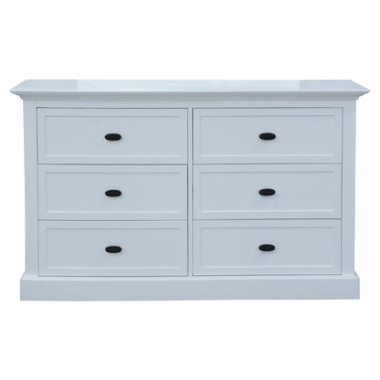 Beechworth Dresser Mirror 6 Chest of Drawers Pine Wood Storage Cabinet - White - Cosy Abode