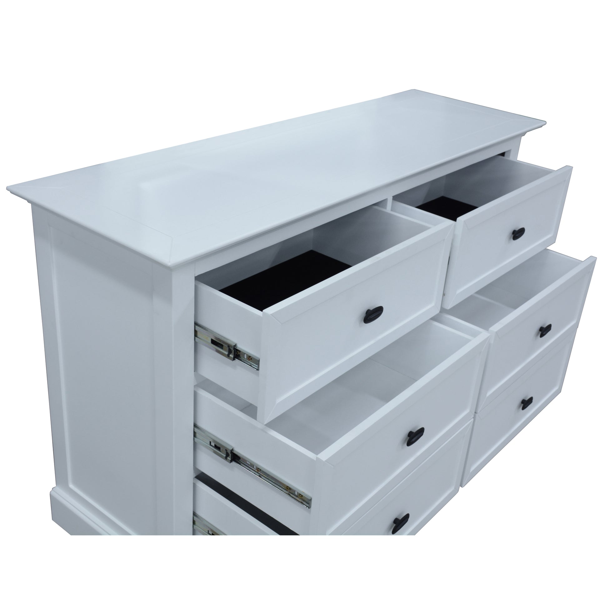 Beechworth Dresser Mirror 6 Chest of Drawers Pine Wood Storage Cabinet - White - Cosy Abode