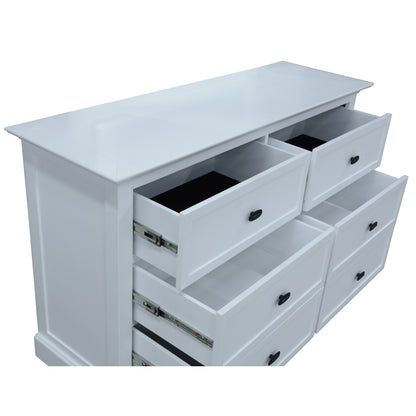Beechworth Dresser Mirror 6 Chest of Drawers Pine Wood Storage Cabinet - White - Cosy Abode