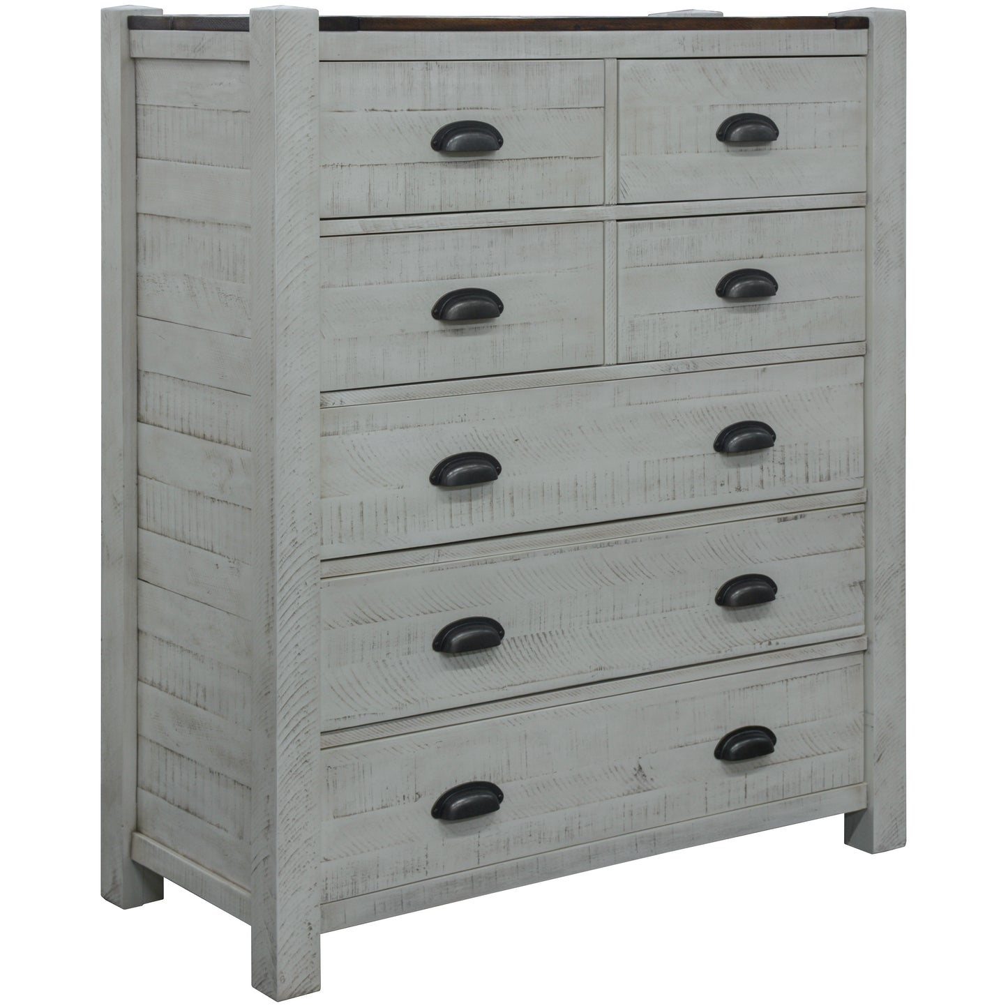 Erica Tallboy 7 Chest of Drawers Solid Acacia Timber Wood Cabinet Brown White - Cosy Abode