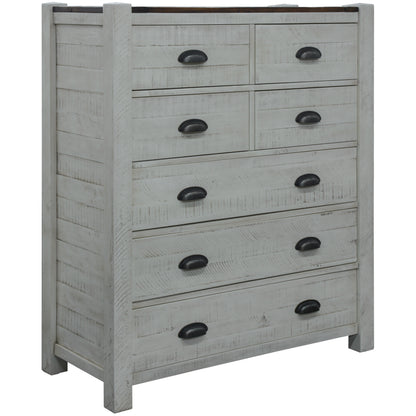 Erica Tallboy 7 Chest of Drawers Solid Acacia Timber Wood Cabinet Brown White - Cosy Abode