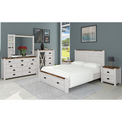 Erica Tallboy 7 Chest of Drawers Solid Acacia Timber Wood Cabinet Brown White - Cosy Abode