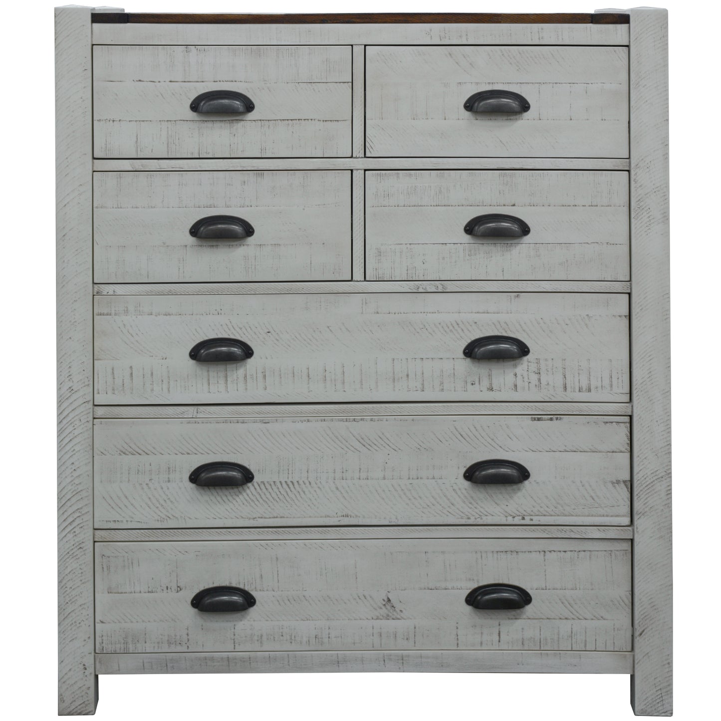 Erica Tallboy 7 Chest of Drawers Solid Acacia Timber Wood Cabinet Brown White - Cosy Abode