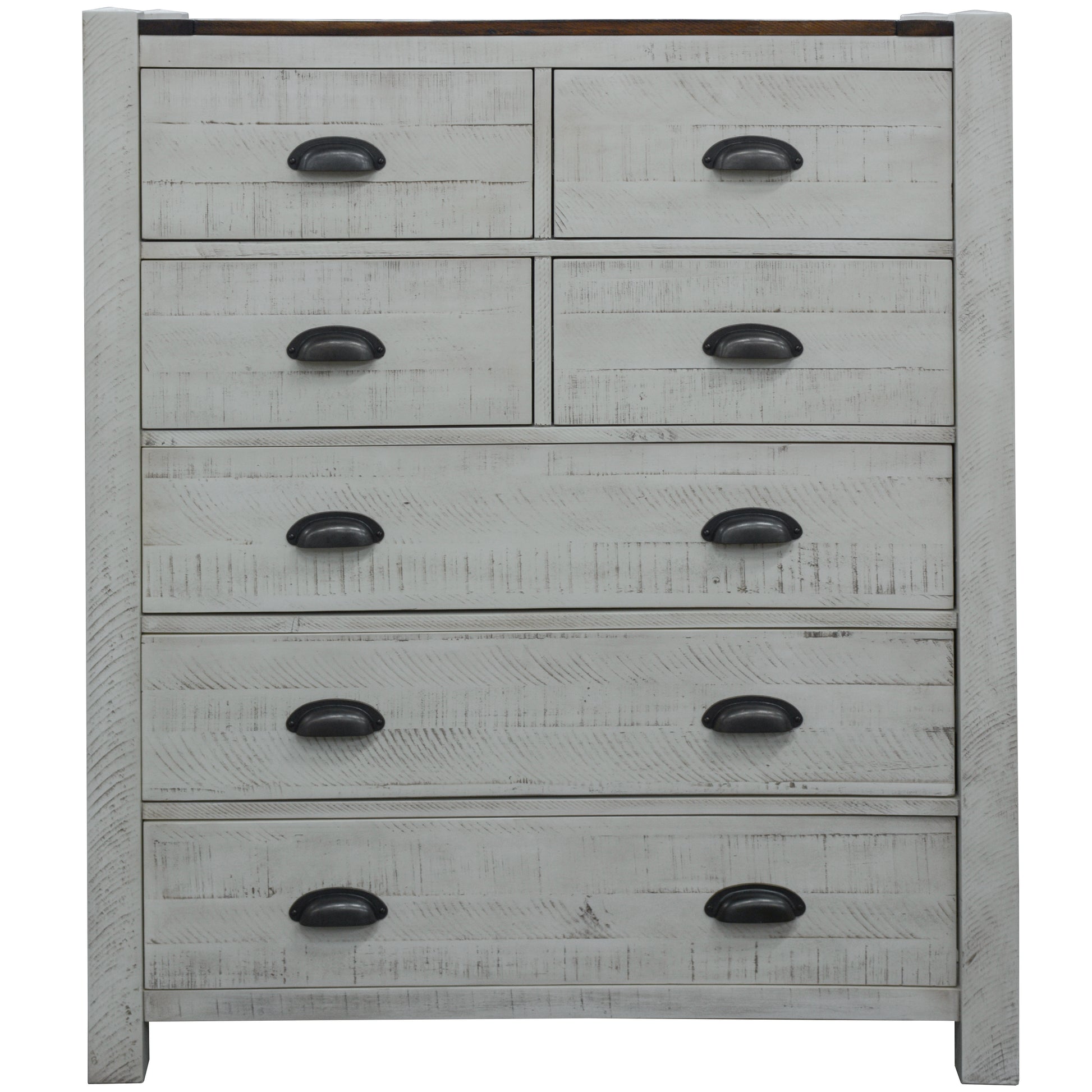 Erica Tallboy 7 Chest of Drawers Solid Acacia Timber Wood Cabinet Brown White - Cosy Abode