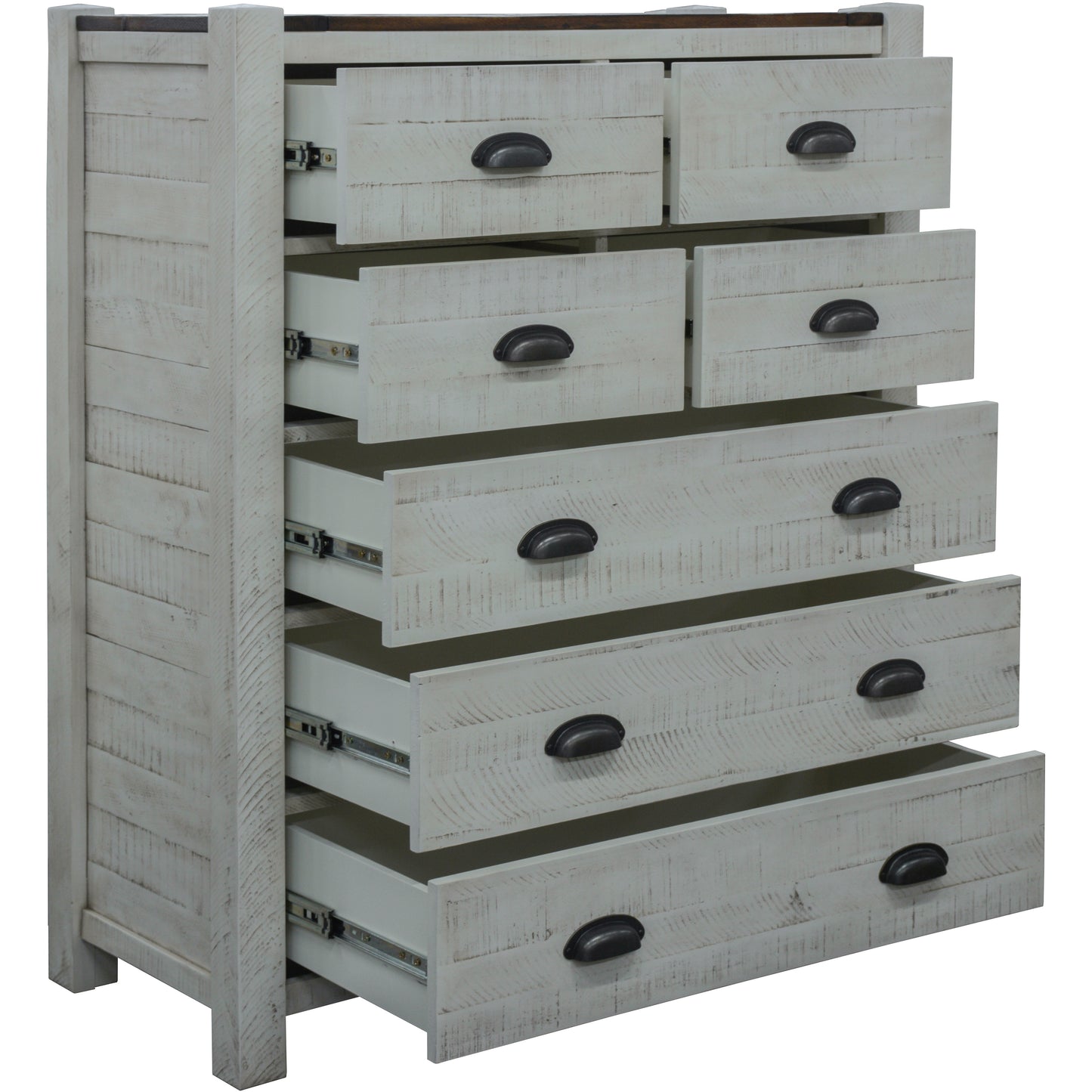 Erica Tallboy 7 Chest of Drawers Solid Acacia Timber Wood Cabinet Brown White - Cosy Abode