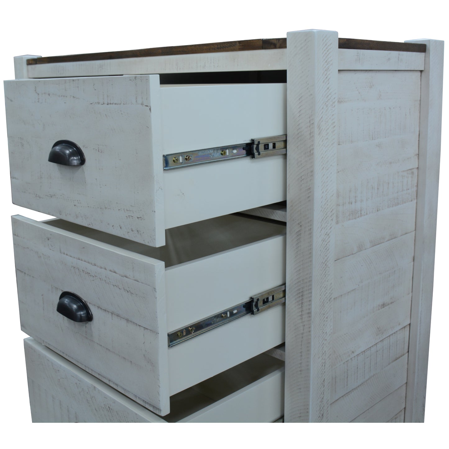 Erica Tallboy 7 Chest of Drawers Solid Acacia Timber Wood Cabinet Brown White - Cosy Abode