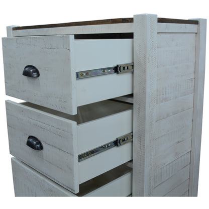 Erica Tallboy 7 Chest of Drawers Solid Acacia Timber Wood Cabinet Brown White - Cosy Abode