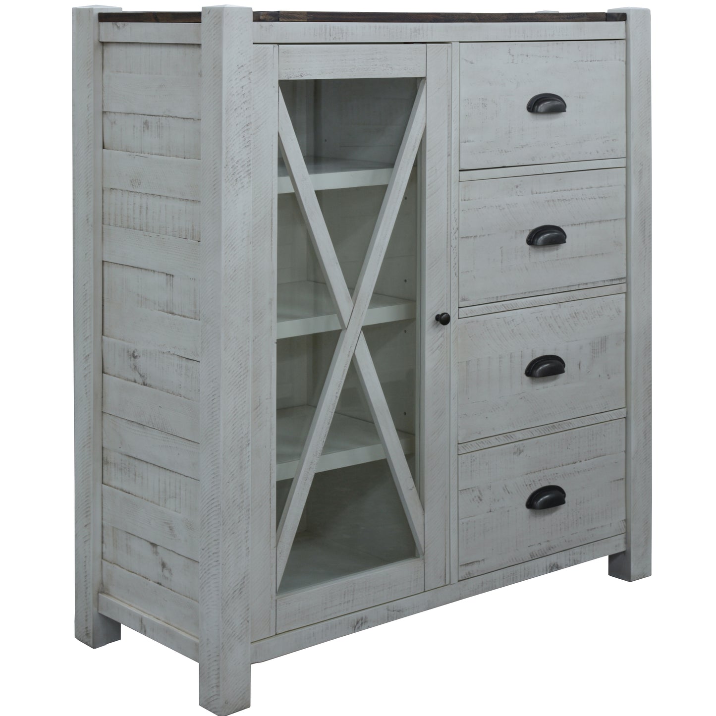 Erica Tallboy 4 Chest of Drawers Solid Acacia Timber Wood Cabinet Brown White - Cosy Abode