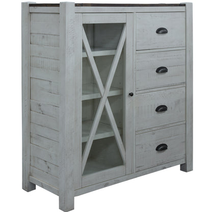 Erica Tallboy 4 Chest of Drawers Solid Acacia Timber Wood Cabinet Brown White - Cosy Abode