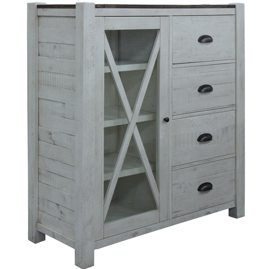 Erica Tallboy 4 Chest of Drawers Solid Acacia Timber Wood Cabinet Brown White - Cosy Abode