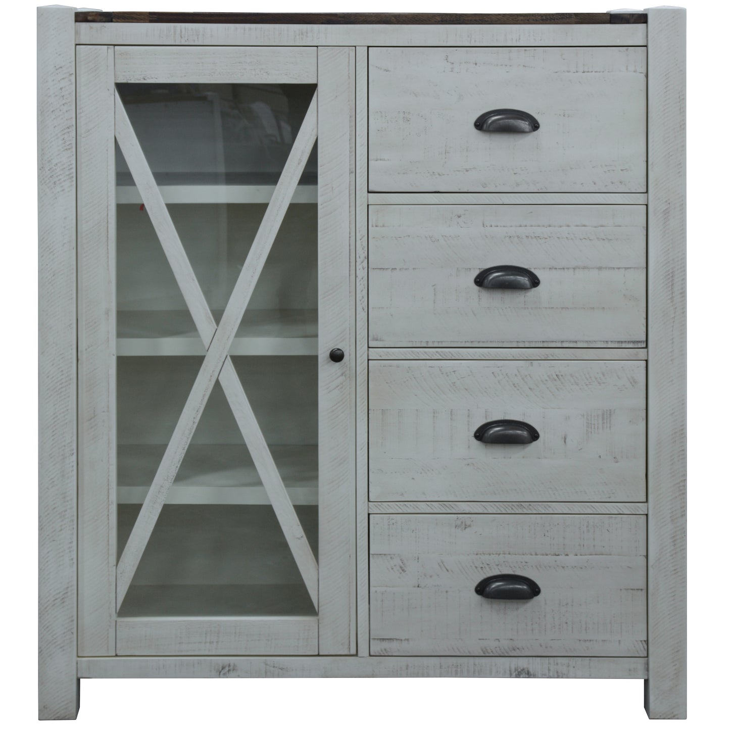 Erica Tallboy 4 Chest of Drawers Solid Acacia Timber Wood Cabinet Brown White - Cosy Abode