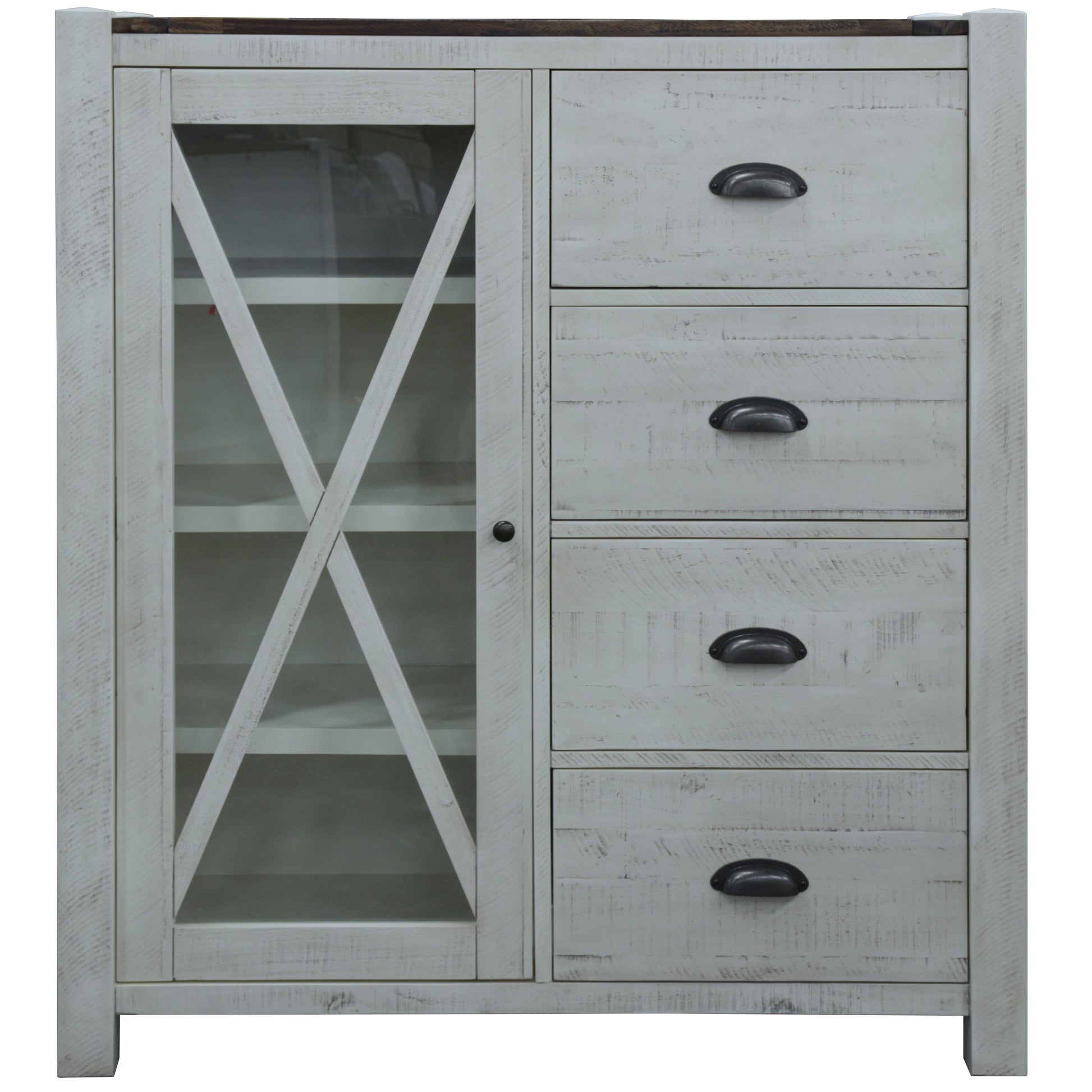 Erica Tallboy 4 Chest of Drawers Solid Acacia Timber Wood Cabinet Brown White - Cosy Abode