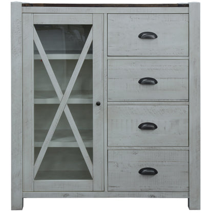Erica Tallboy 4 Chest of Drawers Solid Acacia Timber Wood Cabinet Brown White - Cosy Abode