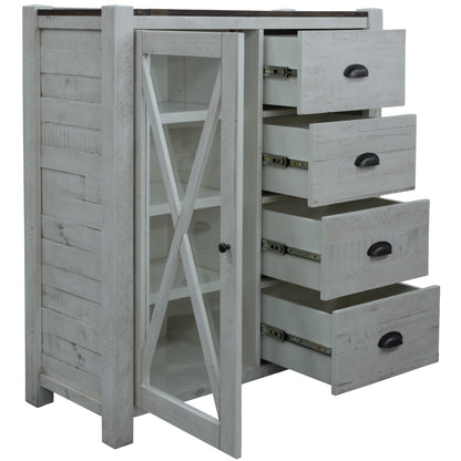 Erica Tallboy 4 Chest of Drawers Solid Acacia Timber Wood Cabinet Brown White - Cosy Abode