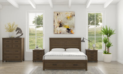 Lily 4pc King Bed Suite Bedside Tallboy Bedroom Furniture Package - Rustic Grey - Cosy Abode