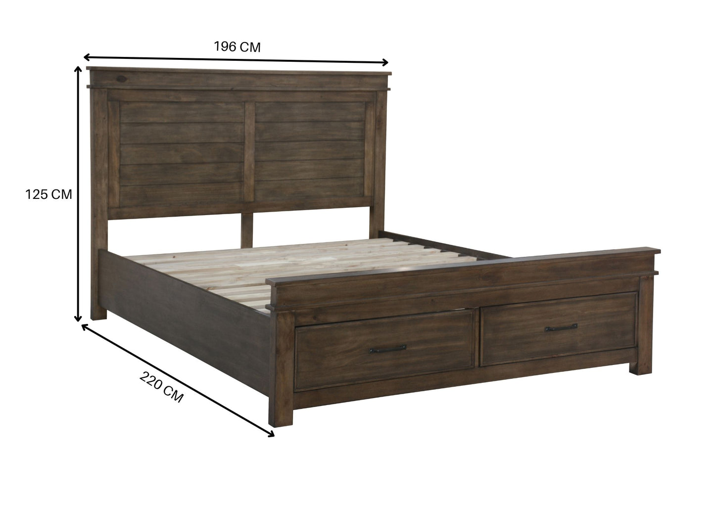 Lily 4pc King Bed Suite Bedside Tallboy Bedroom Furniture Package - Rustic Grey - Cosy Abode