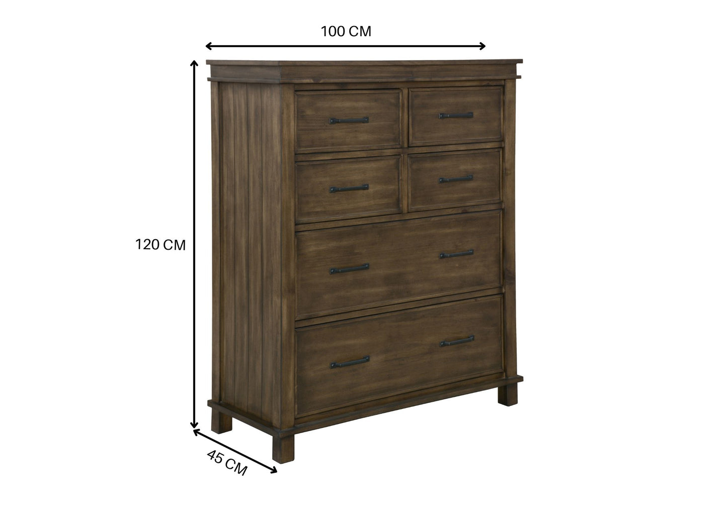 Lily 4pc King Bed Suite Bedside Tallboy Bedroom Furniture Package - Rustic Grey - Cosy Abode