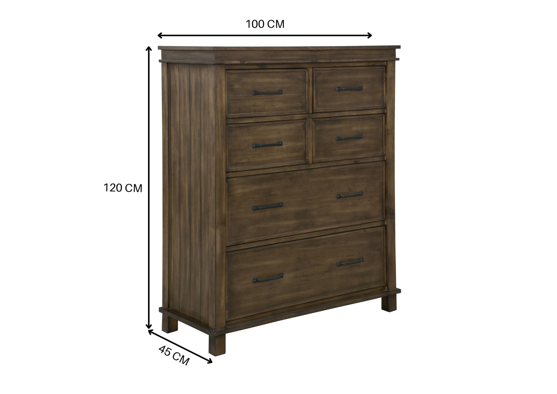 Lily 4pc King Bed Suite Bedside Tallboy Bedroom Furniture Package - Rustic Grey - Cosy Abode