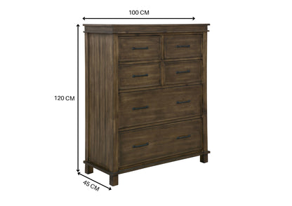 Lily 4pc King Bed Suite Bedside Tallboy Bedroom Furniture Package - Rustic Grey - Cosy Abode