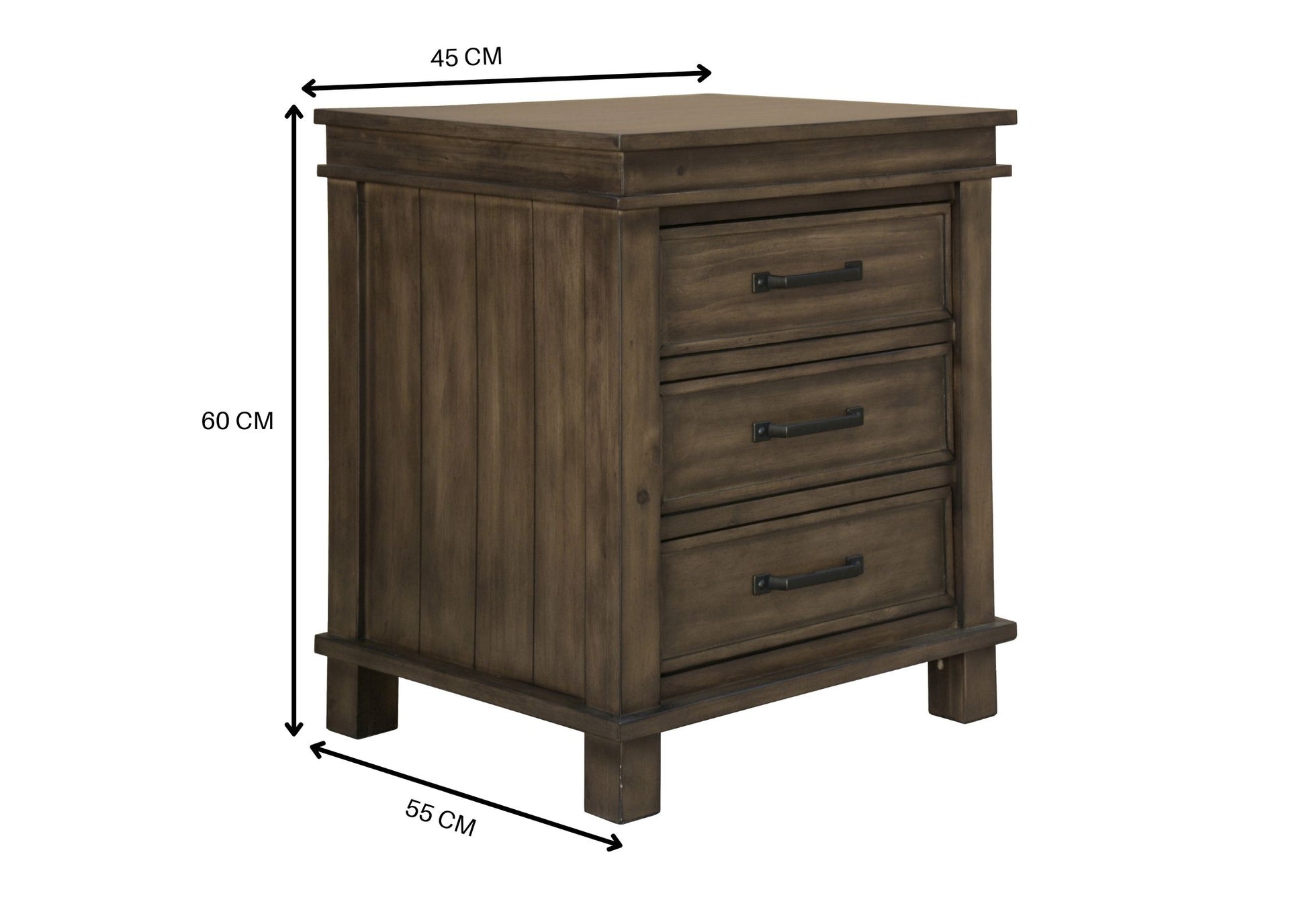 Lily 4pc King Bed Suite Bedside Tallboy Bedroom Furniture Package - Rustic Grey - Cosy Abode