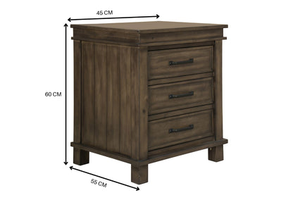 Lily 4pc King Bed Suite Bedside Tallboy Bedroom Furniture Package - Rustic Grey - Cosy Abode