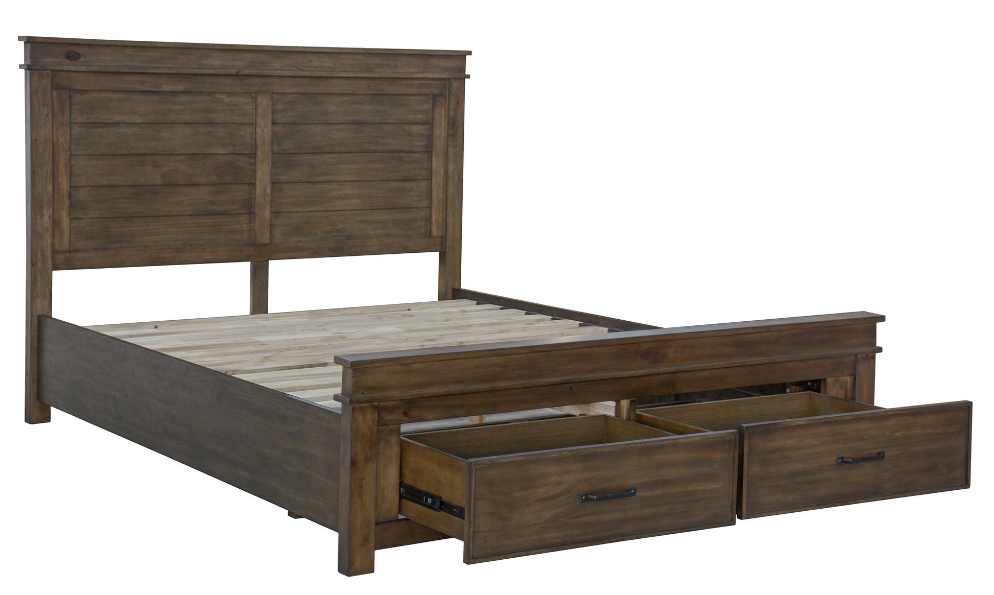 Lily 4pc Queen Bed Suite Bedside Tallboy Bedroom Furniture Package - Rustic Grey - Cosy Abode