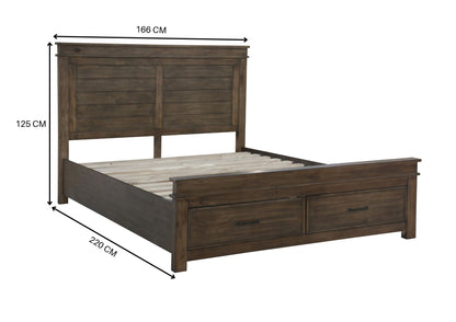 Lily 4pc Queen Bed Suite Bedside Tallboy Bedroom Furniture Package - Rustic Grey - Cosy Abode