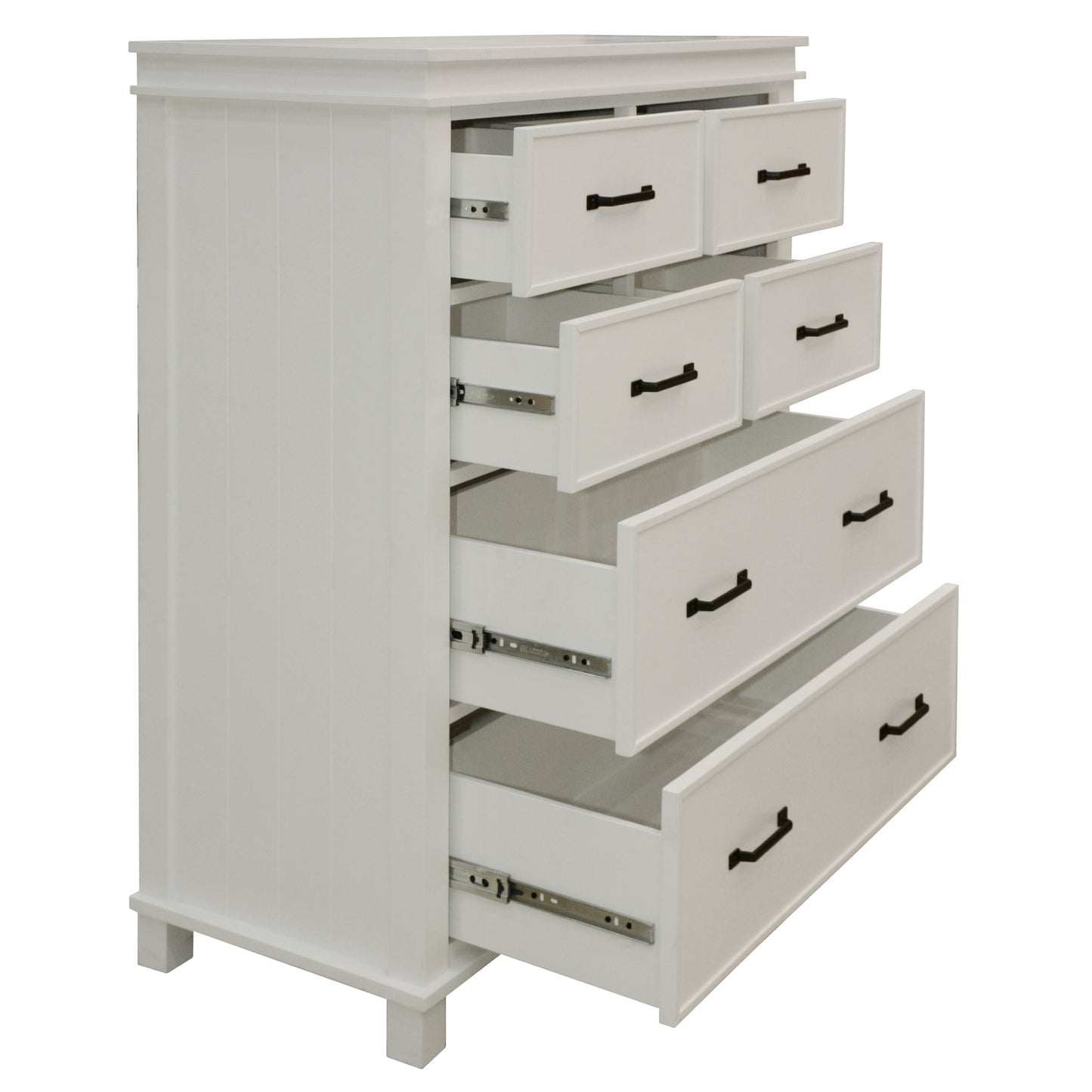 Lily 4pc Queen Bed Suite Bedside Tallboy Bedroom Furniture Package - White - Cosy Abode