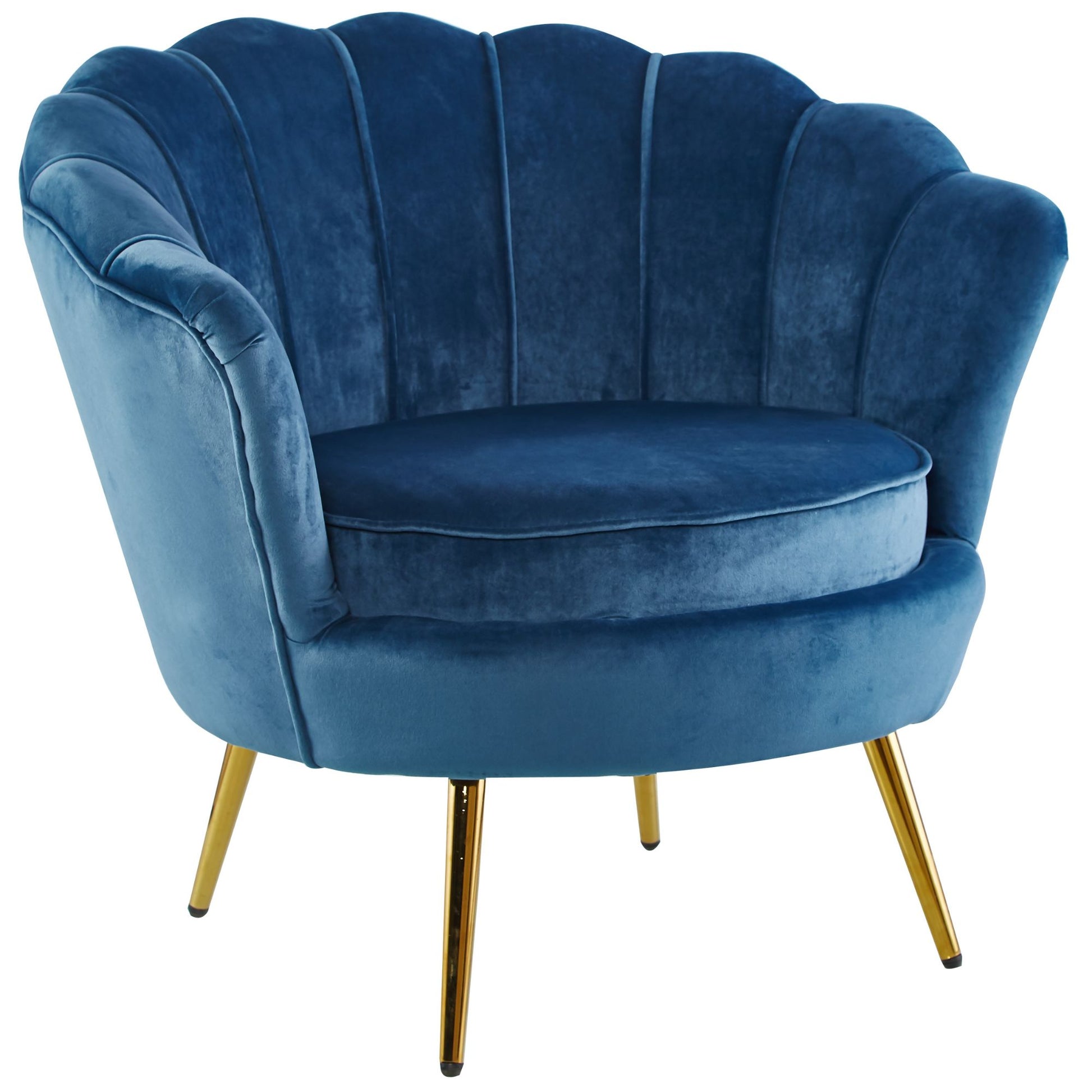 Bloomer Velvet Fabric Accent Sofa Love Chair Round Ottoman Set - Blue - Cosy Abode