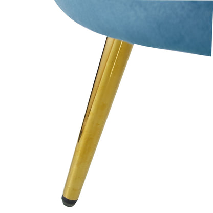 Bloomer Velvet Fabric Accent Sofa Love Chair Round Ottoman Set - Blue - Cosy Abode